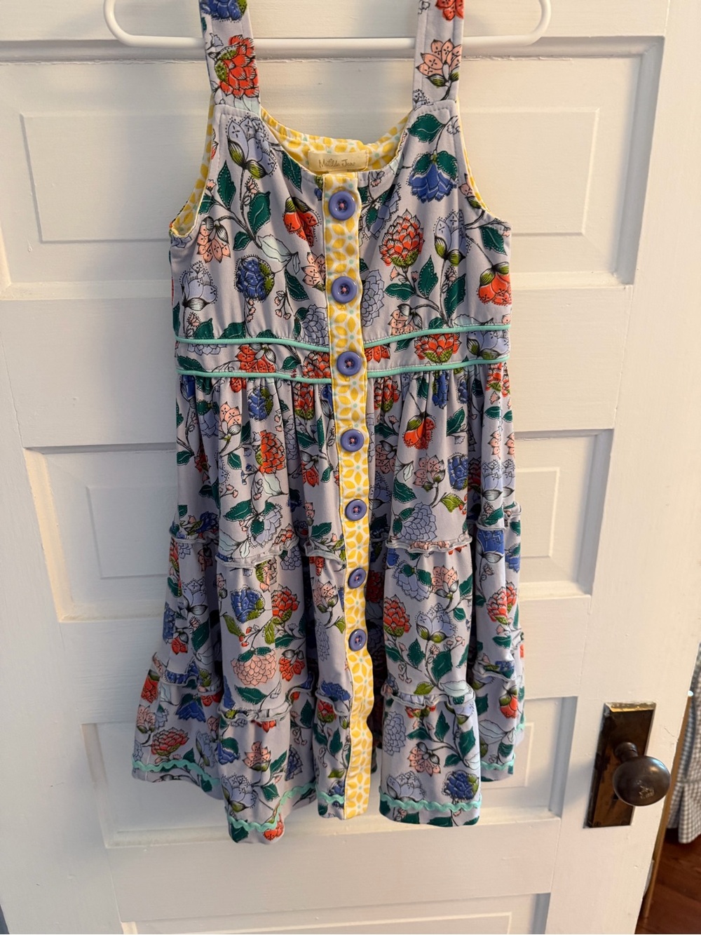 Matilda Jane Blue Floral Tiered Sundress with Yellow Trim